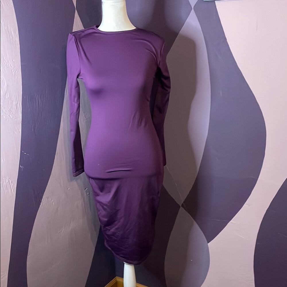 Elegant Purple Long Sleeve Dress
